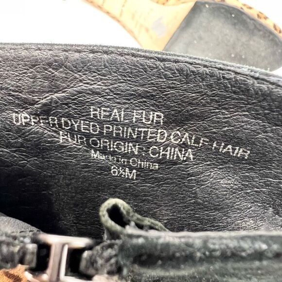 Kate Spade Zip Ankle Boots Women's 6.5 Almond Toe Real Fur Leopard Print - Picture 8 of 10